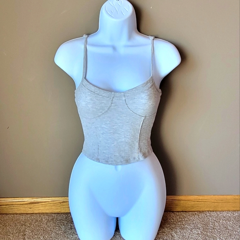 Forever 21 Ribbed Grey Cropped Top Tank Top Size Small